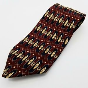 George Machado Geometric Tie Burgundy Maroon Blue
